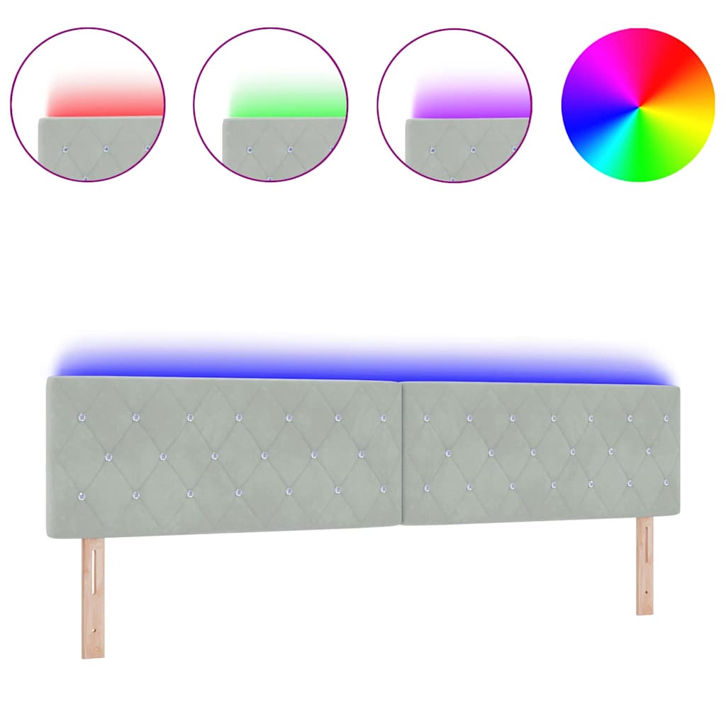 vidaXL LED Κεφαλάρι με Κρύσταλλο, Γκρι Διπλωμένο 100εκ, Βελούδο