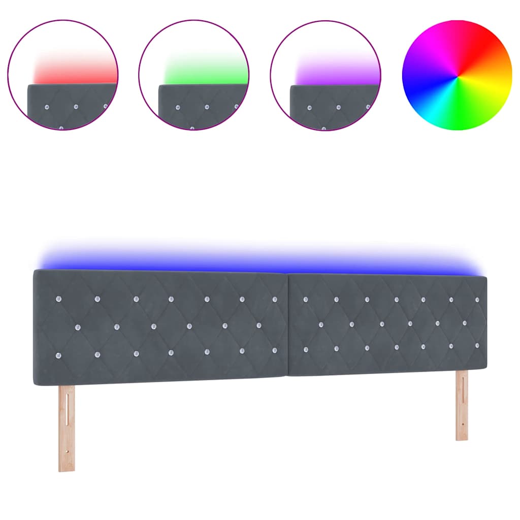 vidaXL LED Κεφαλάρι με Κρύσταλλο και Σουέτ Σκούρο Γκρι 100 εκ.