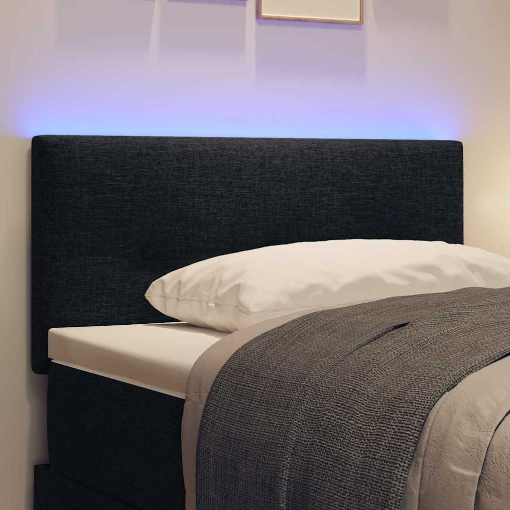 vidaXL Μαύρο Ραμμένο LED Κεφαλάρι 90 cm