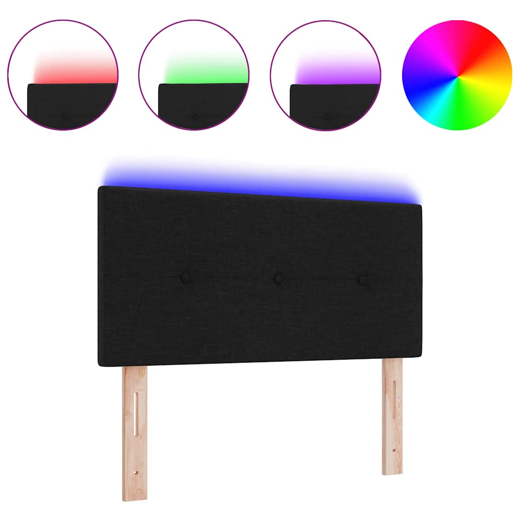 vidaXL Μαύρο Ραμμένο LED Κεφαλάρι 90 cm