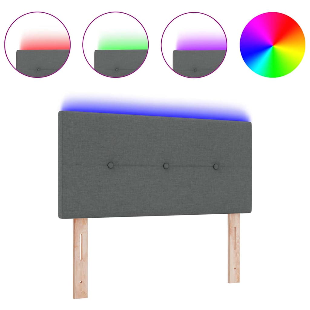 vidaXL Κεφαλάρι με LED, Κουμπιά και Σκούρο Γκρι Υφασμάτινο 100 cm