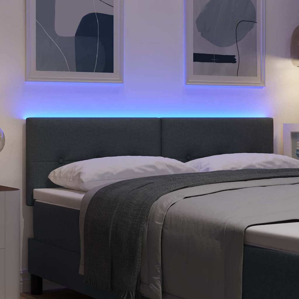 vidaXL LED κεφαλάρι με φώτα λωρίδας LED Σκούρο Γκρι 144 cm Πολυεστέρας
