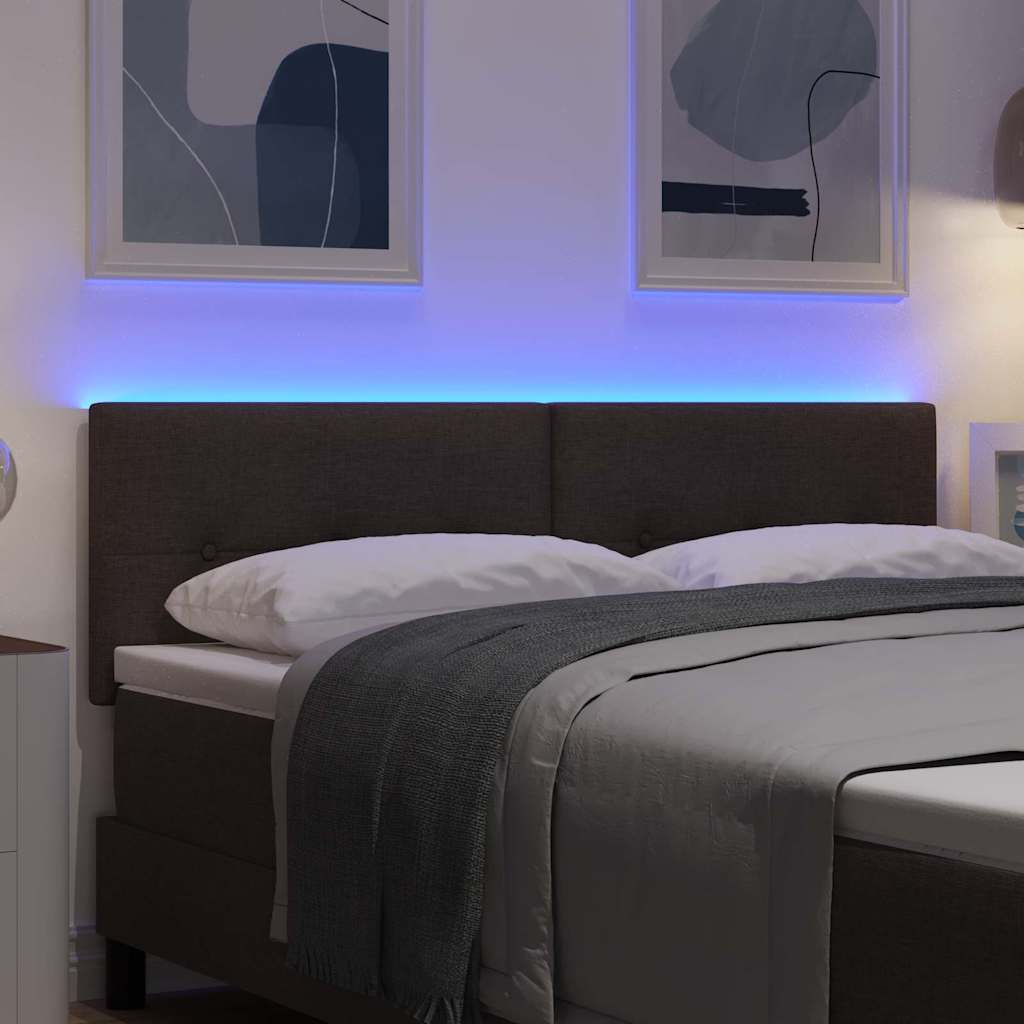 vidaXL LED κεφαλάρι με φώτα λωρίδας LED Σκούρο Καφέ 144 cm Πολυεστέρας