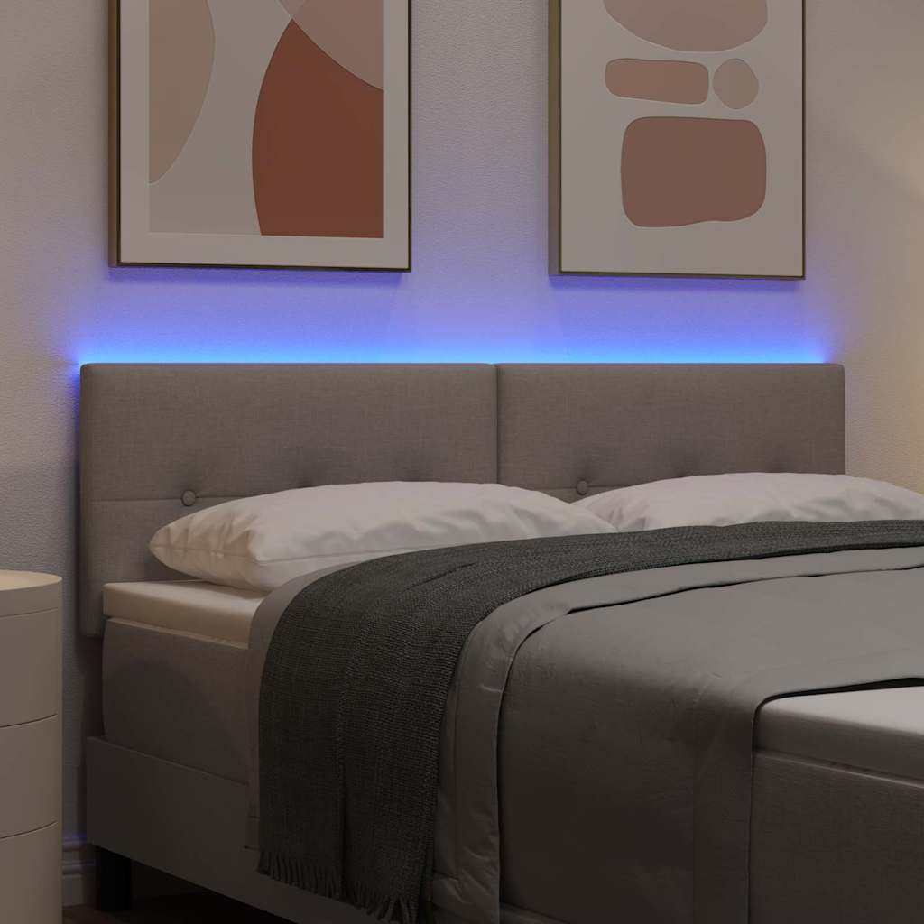 vidaXL LED κεφαλάρι με φώτα λωρίδας LED Taupe 144 cm Πολυεστέρας