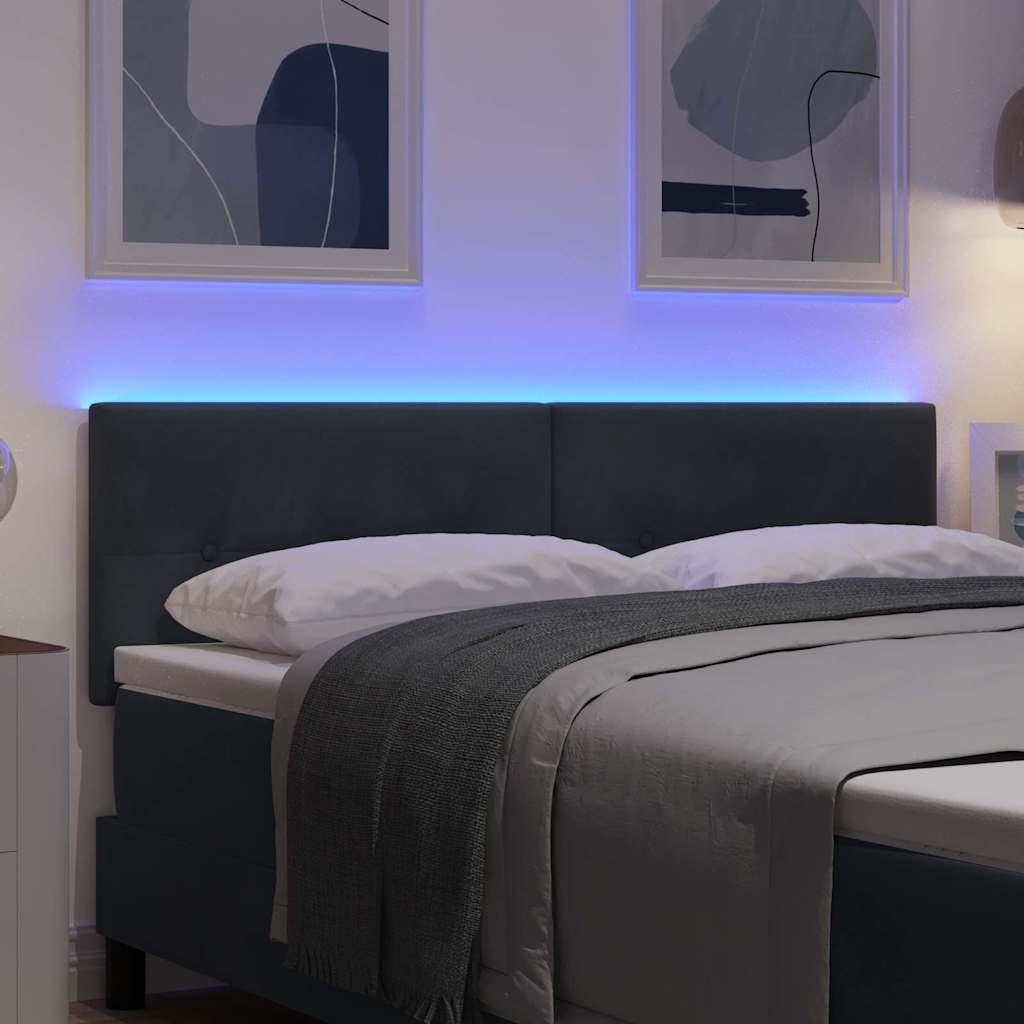 vidaXL LED κεφαλάρι με φώτα λωρίδας LED Γκρι 144 cm Πολυεστέρας