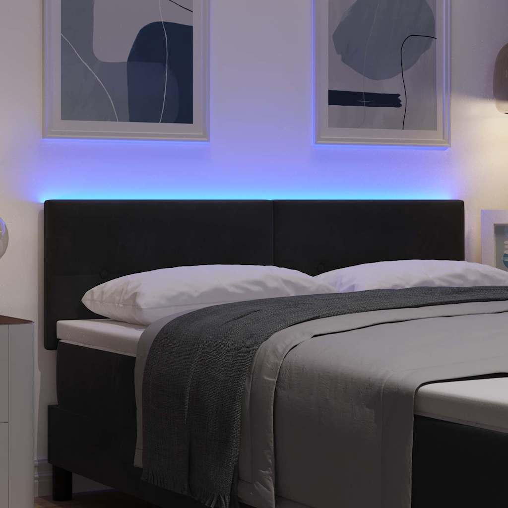 vidaXL LED κεφαλάρι με LED ταινίες φωτός Μαύρο 160 cm Βελούδο