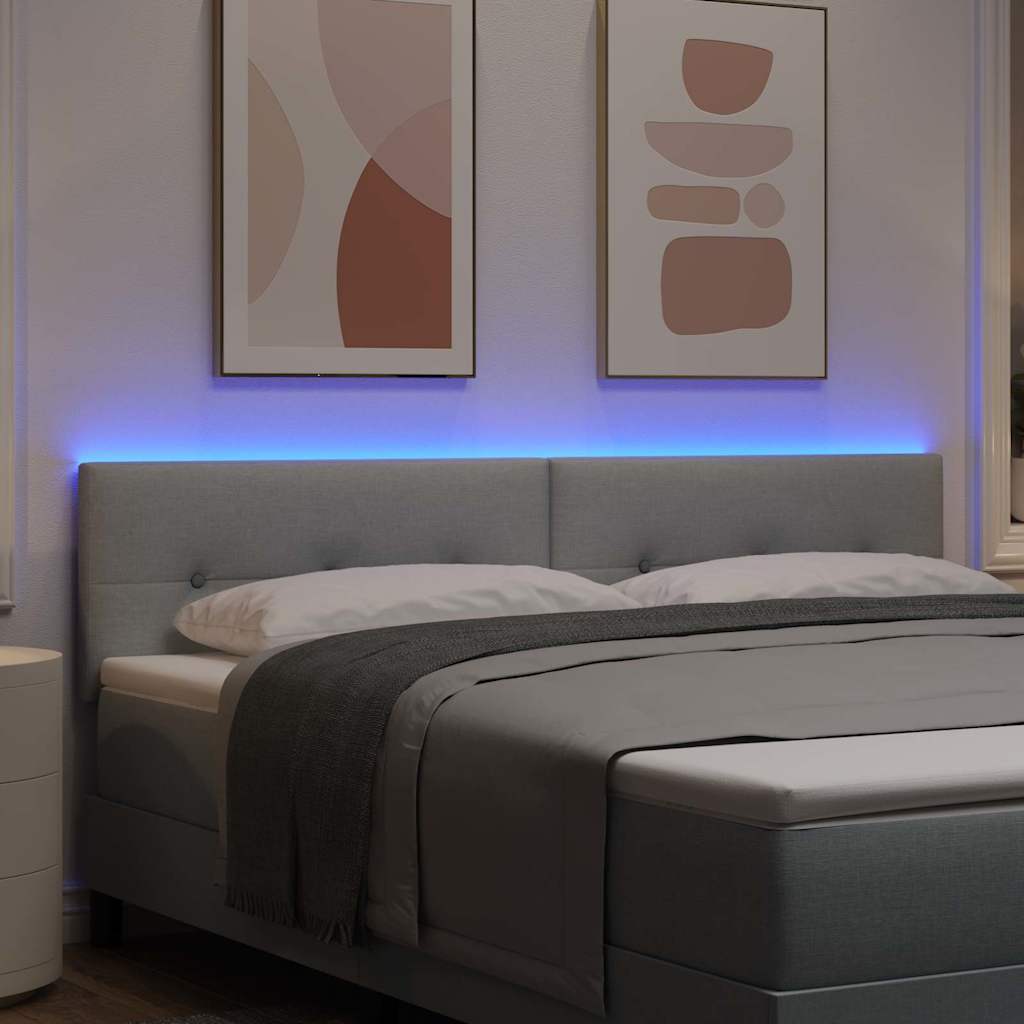 vidaXL LED κεφαλάρι με κεφαλάρι Ανοιχτό γκρι 180 cm Πολυεστέρας