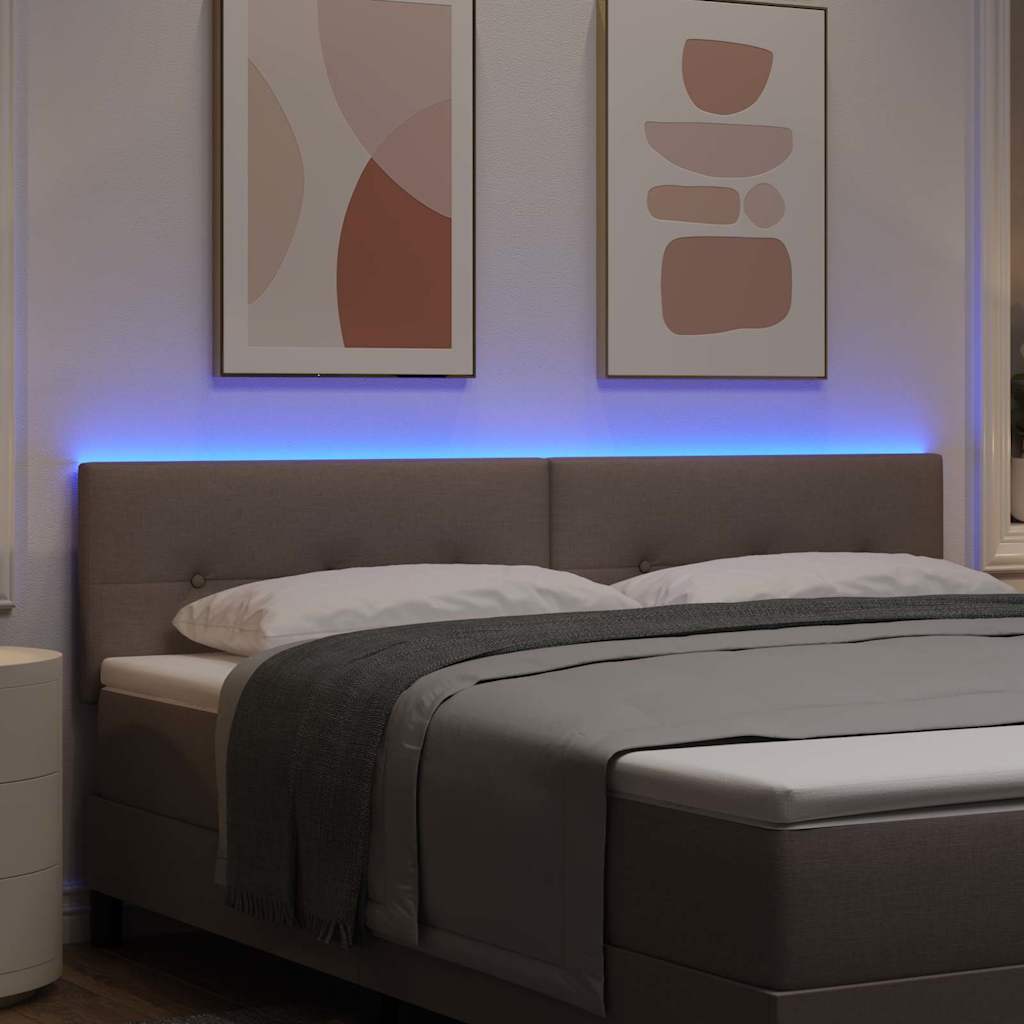 vidaXL LED κεφαλάρι με φώτα λωρίδας LED Taupe 180 cm Πολυεστέρας