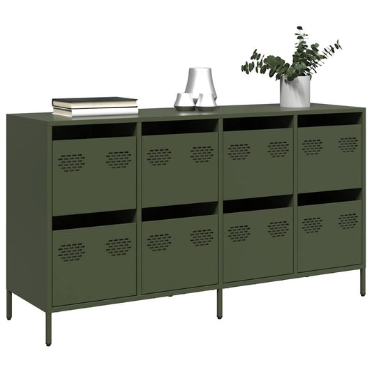 vidaXL Sideboard Ελαιοπράσινο 135x39x73,5 cm Ατσάλι ψυχρής έλασης
