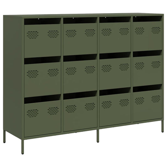 vidaXL Sideboard Olive Green 135x39x103,5 cm Ατσάλι ψυχρής έλασης