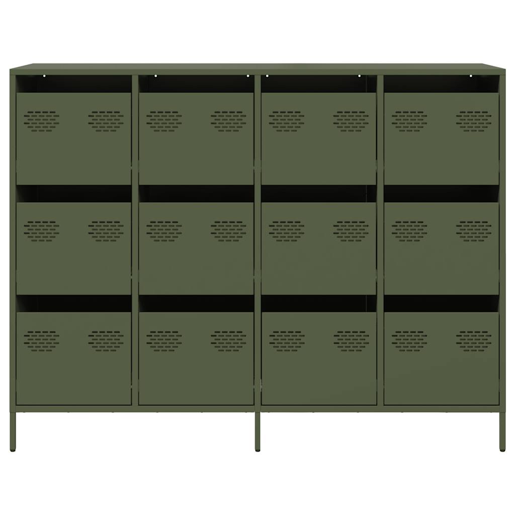 vidaXL Sideboard Olive Green 135x39x103,5 cm Ατσάλι ψυχρής έλασης