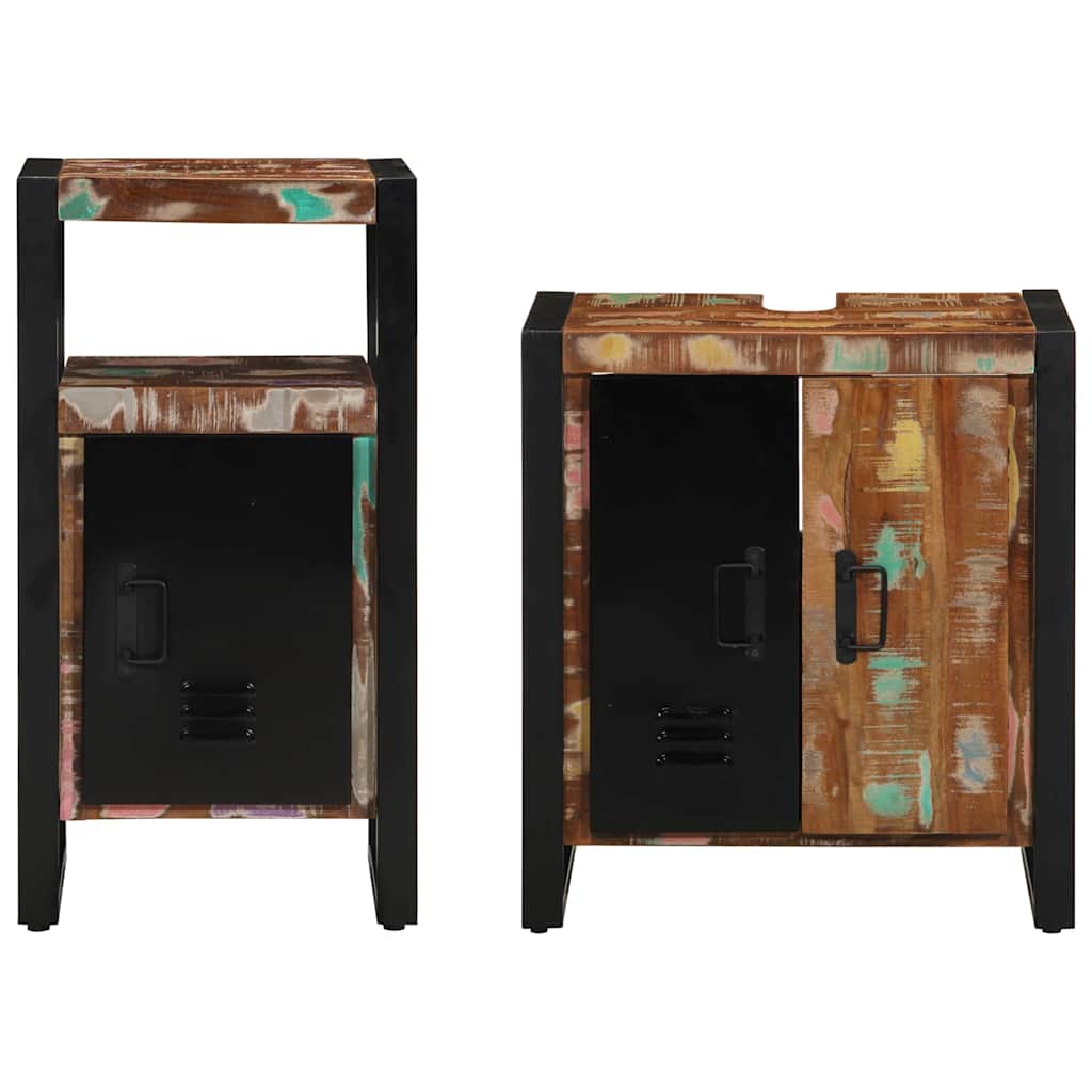 vidaXL Σετ Επίπλων Μπάνιου με ράφι 2 pcs Καφέ Μασίφ ανακυκλωμένο ξύλο