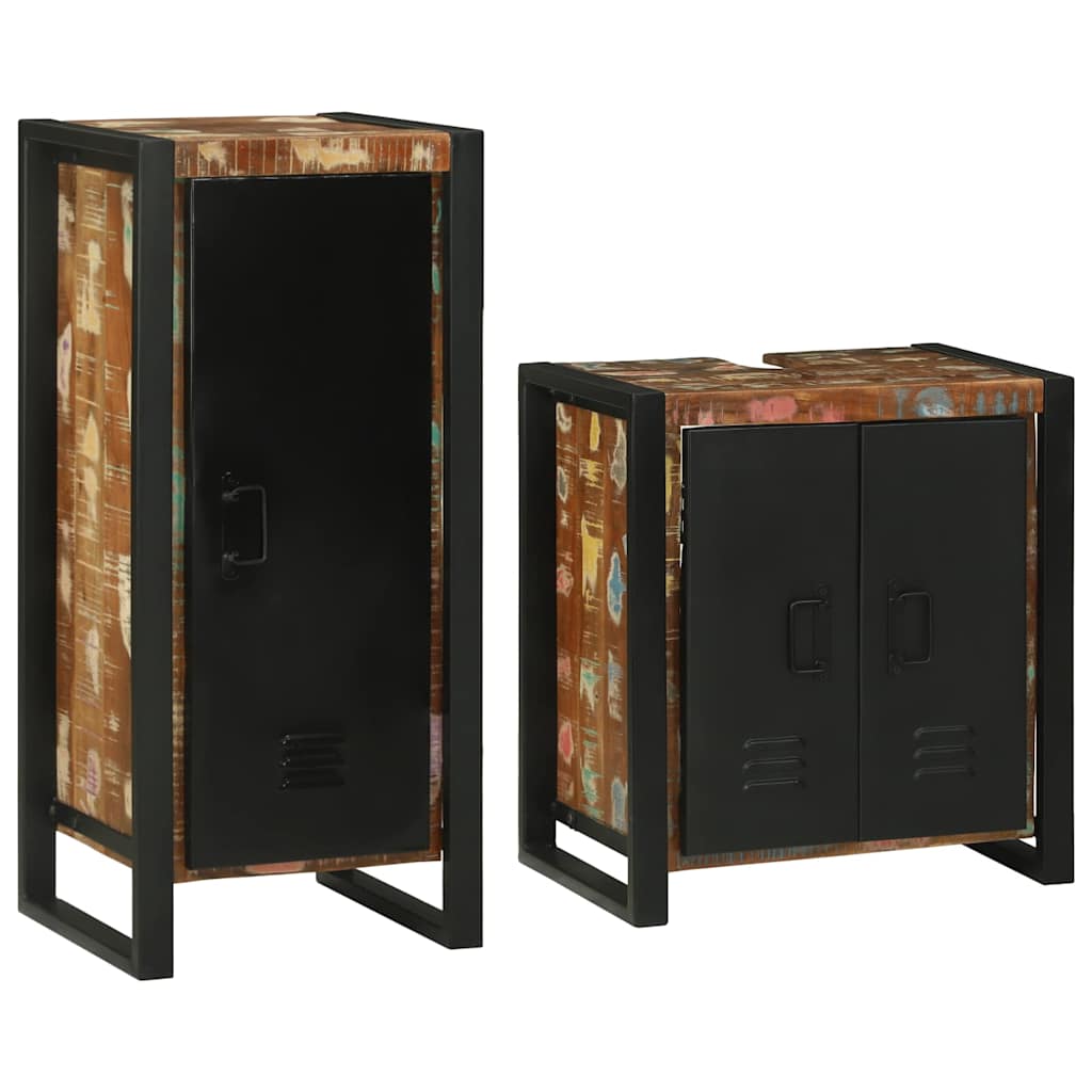 vidaXL Σετ Επίπλων Μπάνιου 2 pcs Πολύχρωμο Στερεό ανακτημένο ξύλο