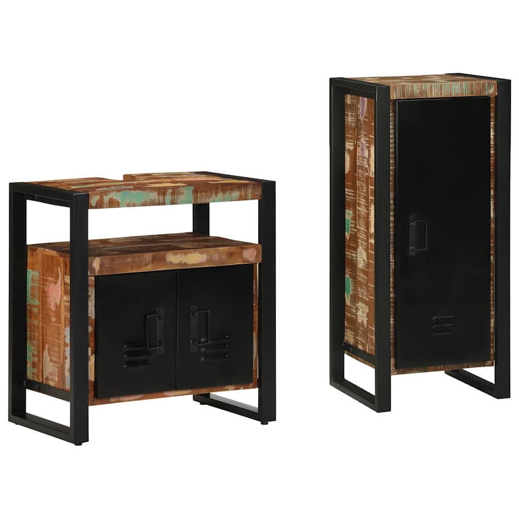 vidaXL Σετ Επίπλων Μπάνιου 2 pcs Πολύχρωμο Στερεό ανακτημένο ξύλο