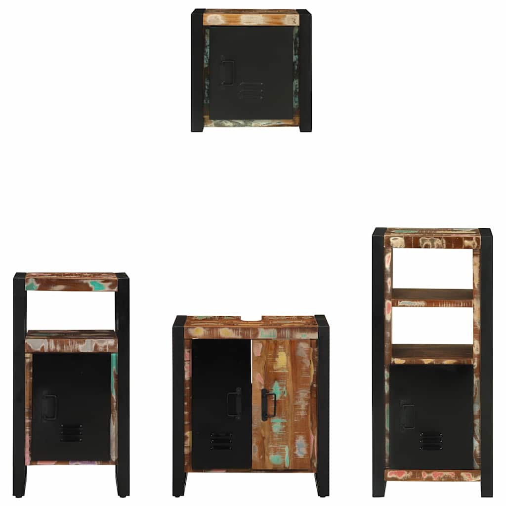 vidaXL Σετ Επίπλων Μπάνιου 4 pcs Πολύχρωμο Στερεό ανακτημένο ξύλο