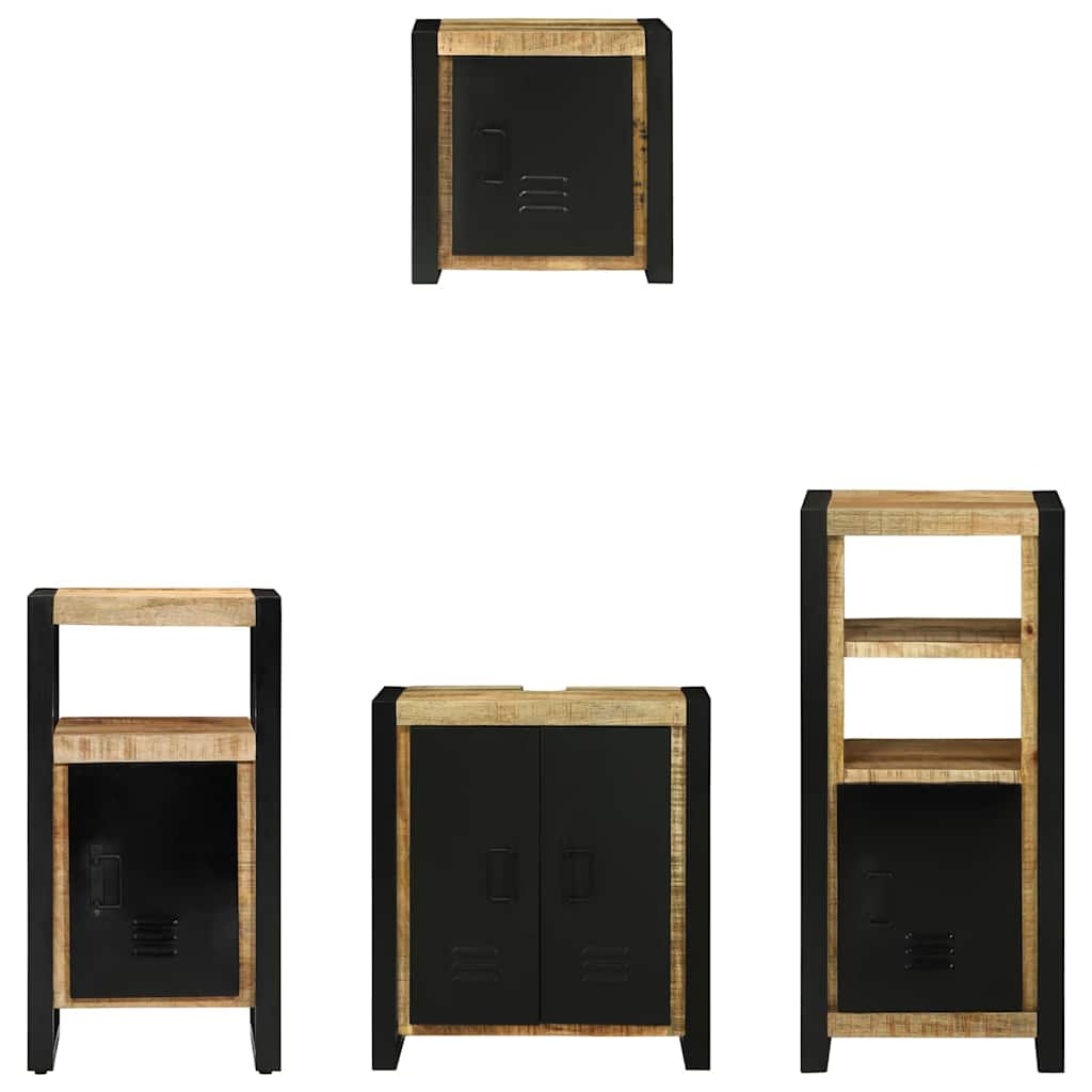 vidaXL Σετ Επίπλων Μπάνιου με ράφι 4 pcs Καφέ Στερεό ξύλο μάνγκο