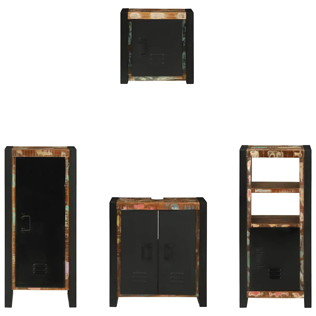 vidaXL Σετ Επίπλων Μπάνιου 4 pcs Πολύχρωμο Στερεό ανακτημένο ξύλο