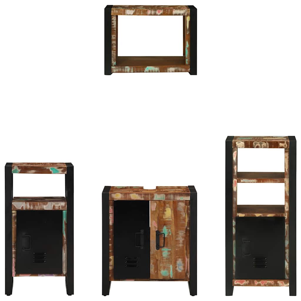 vidaXL Σετ Επίπλων Μπάνιου 4 pcs Πολύχρωμο Στερεό ανακτημένο ξύλο