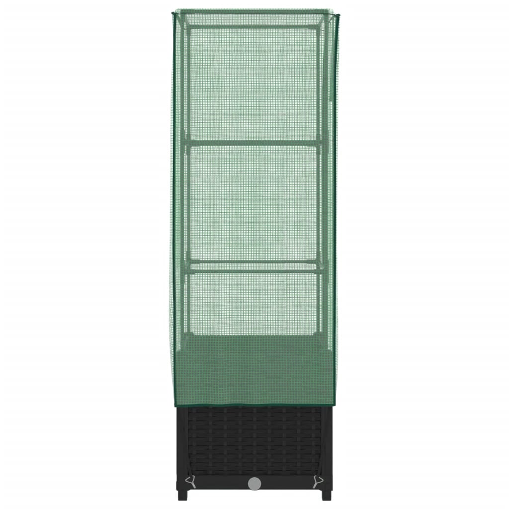 vidaXL Ζαρντινιέρα Υπερυψ. Κάλυμμα Θερμοκηπίου Όψη Ρατάν 40x40x139 εκ.