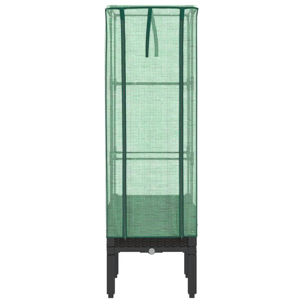 vidaXL Ζαρντινιέρα Υπερυψ. Κάλυμμα Θερμοκηπίου Όψη Ρατάν 40x40x140 εκ.