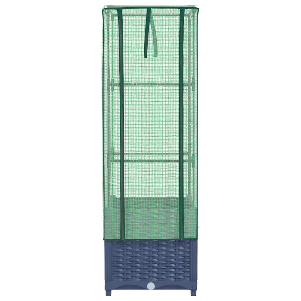 vidaXL Ζαρντινιέρα Υπερυψ. Κάλυμμα Θερμοκηπίου Όψη Ρατάν 40x40x139 εκ.