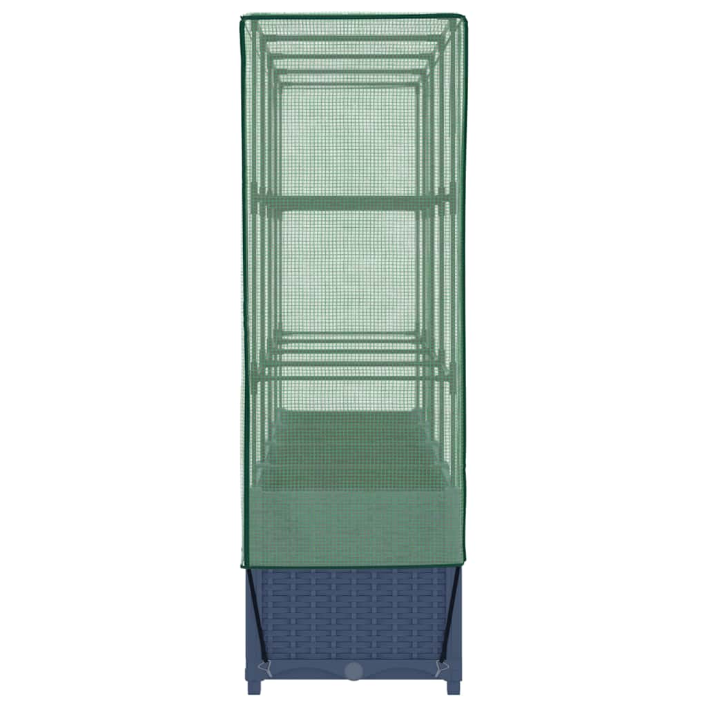 vidaXL Υπερυψωμένο Κρεβάτι με Κάλυμμα Θερμοκηπίου σε Εμφάνιση Ρατάν 160x40x138 εκ.