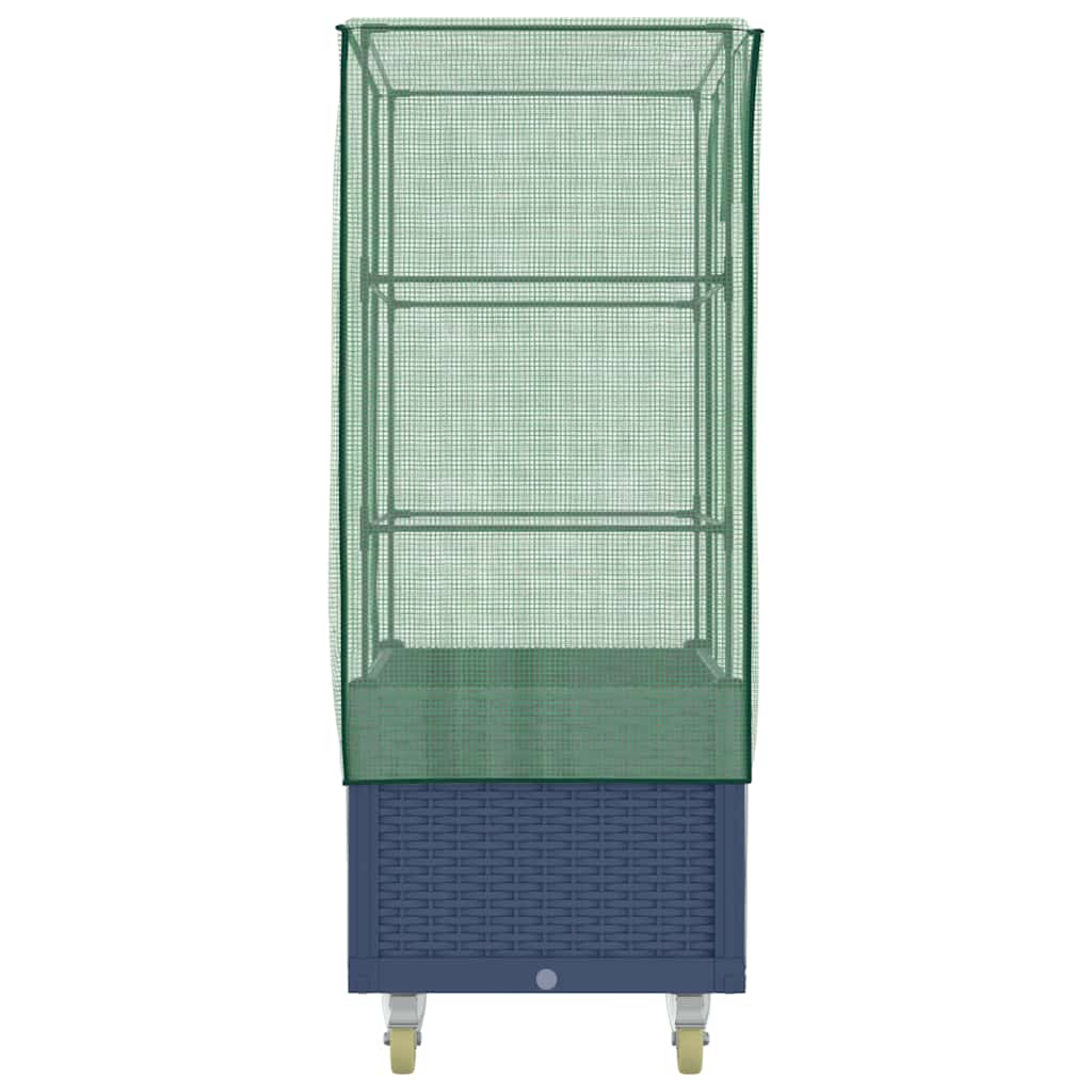 vidaXL Ζαρντινιέρα Υπερυψ. με Κάλυμμα / Ρόδες Όψη Ρατάν 50x80x182 εκ.