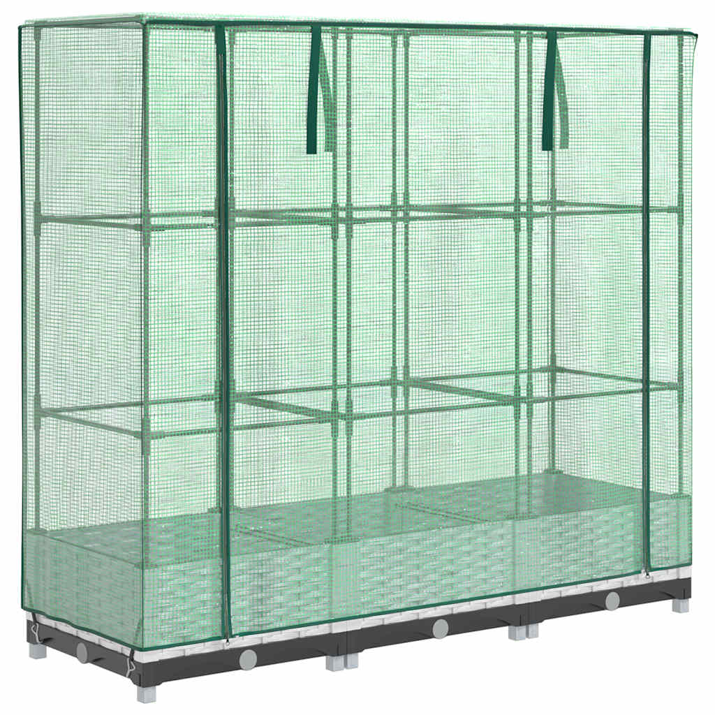 vidaXL Ζαρντινιέρα Υπερυψ. Κάλυμμα Θερμοκηπίου Όψη Ρατάν 120x40x123 εκ