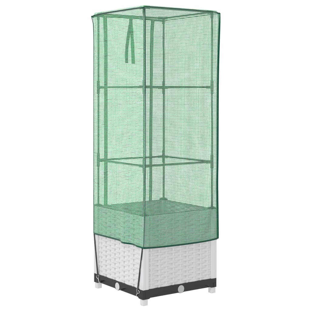 vidaXL Ζαρντινιέρα Υπερυψ. Κάλυμμα Θερμοκηπίου Όψη Ρατάν 40x40x139 εκ.