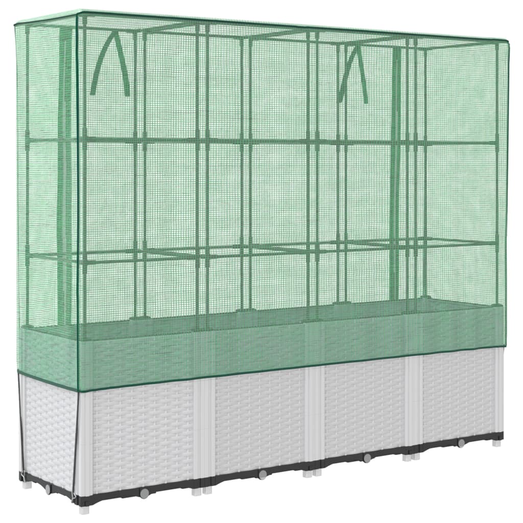 vidaXL Ζαρντινιέρα Υπερυψ. Κάλυμμα Θερμοκηπίου Όψη Ρατάν 160x40x153 εκ