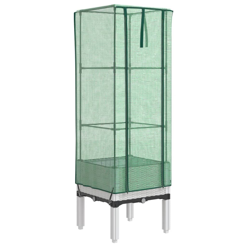 vidaXL Ζαρντινιέρα Υπερυψ. Κάλυμμα Θερμοκηπίου Όψη Ρατάν 40x40x140 εκ.