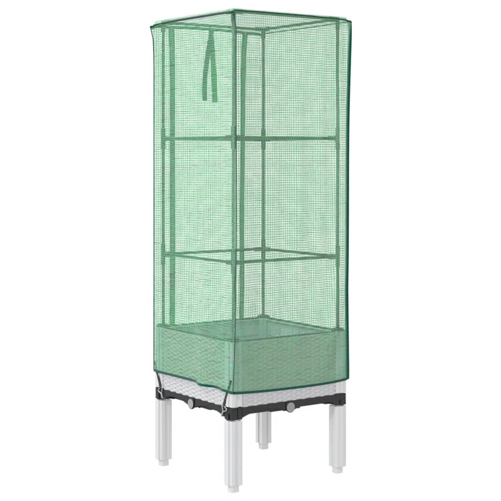 vidaXL Ζαρντινιέρα Υπερυψ. Κάλυμμα Θερμοκηπίου Όψη Ρατάν 40x40x140 εκ.