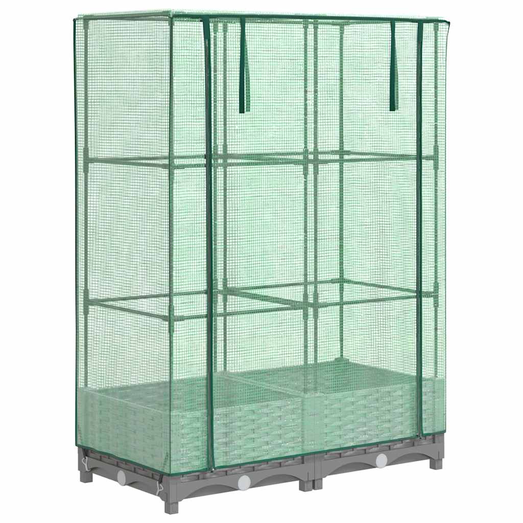 vidaXL Ζαρντινιέρα Υπερυψ. Κάλυμμα Θερμοκηπίου Όψη Ρατάν 80x40x123 εκ.