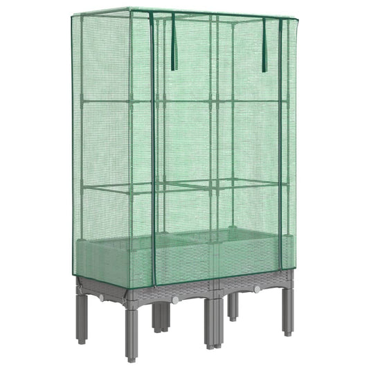 vidaXL Ζαρντινιέρα Υπερυψ. Κάλυμμα Θερμοκηπίου Όψη Ρατάν 80x40x140 εκ.