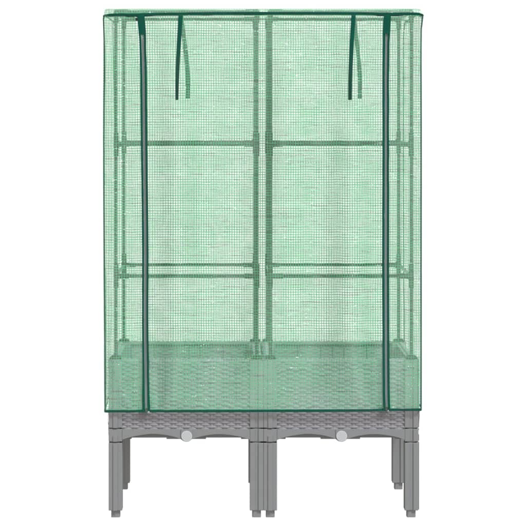 vidaXL Ζαρντινιέρα Υπερυψ. Κάλυμμα Θερμοκηπίου Όψη Ρατάν 80x40x140 εκ.