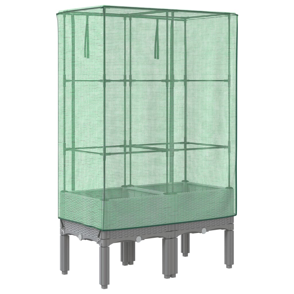 vidaXL Ζαρντινιέρα Υπερυψ. Κάλυμμα Θερμοκηπίου Όψη Ρατάν 80x40x140 εκ.