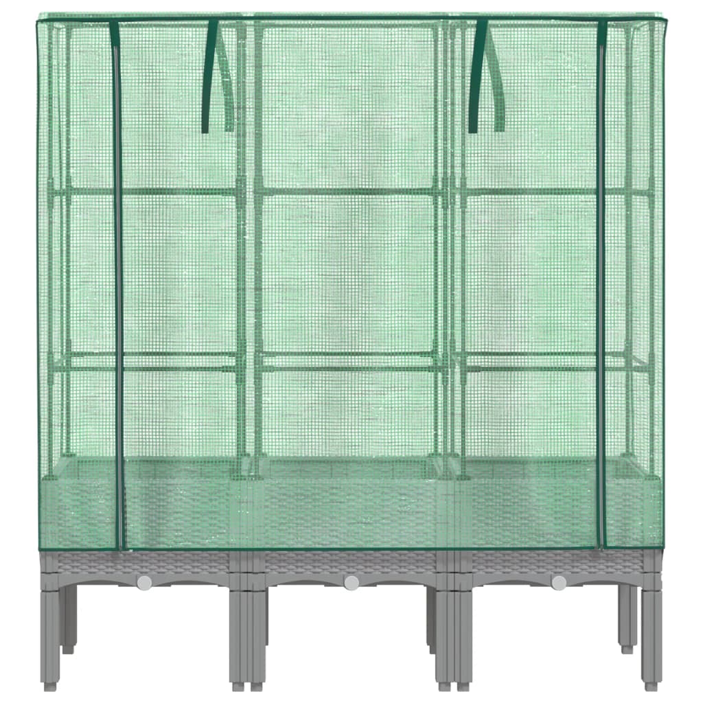 vidaXL Ζαρντινιέρα Υπερυψ. Κάλυμμα Θερμοκηπίου Όψη Ρατάν 120x40x140 εκ