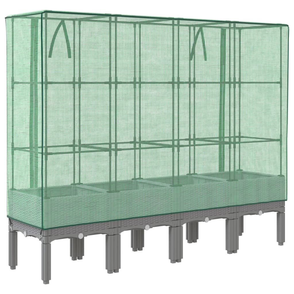 vidaXL Ζαρντινιέρα Υπερυψ. Κάλυμμα Θερμοκηπίου Όψη Ρατάν 160x40x140 εκ