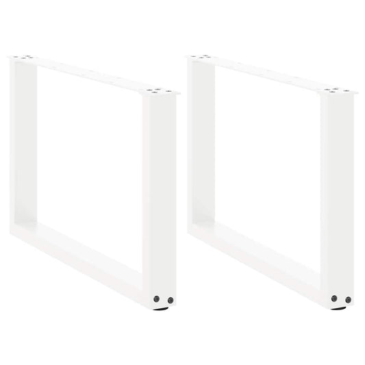 vidaXL Πόδια Τραπεζιού Σαλονιού σε Σχήμα U 2 τεμ. Λευκά 60x(42-43) εκ. Ατσάλι
