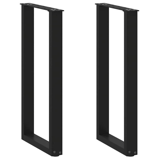 vidaXL Πόδια Κονσόλας σε Σχήμα U 2 τεμ. Μαύρο 38x(72-73) εκ. Ατσάλι