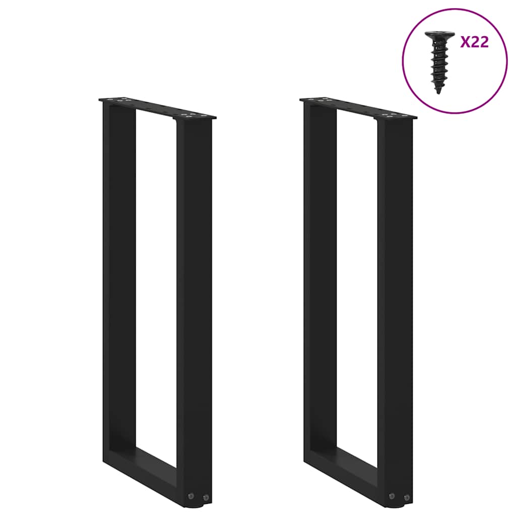 vidaXL Πόδια Κονσόλας σε Σχήμα U 2 τεμ. Μαύρο 38x(72-73) εκ. Ατσάλι