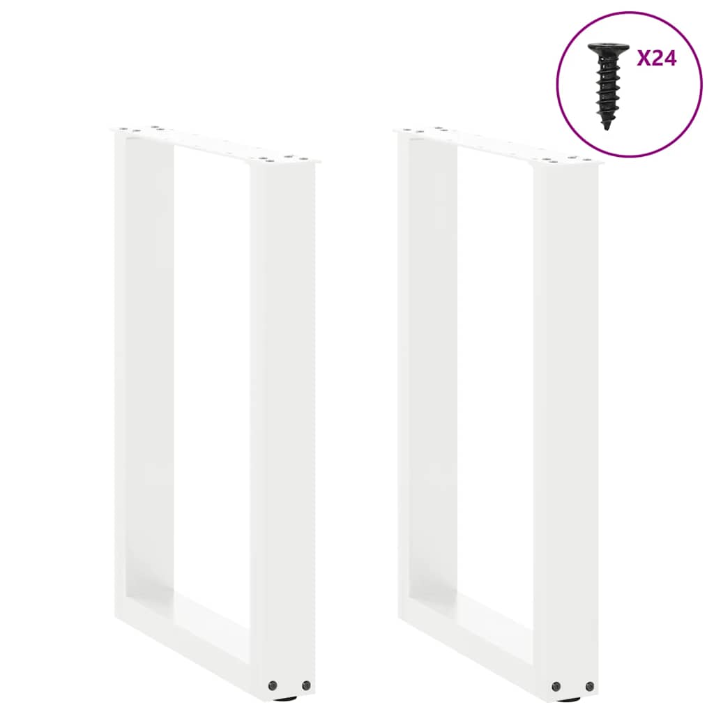 vidaXL Πόδια Τραπεζαρίας σε Σχήμα U 2 τεμ. Λευκά 50x(72-73) εκ. Ατσάλι