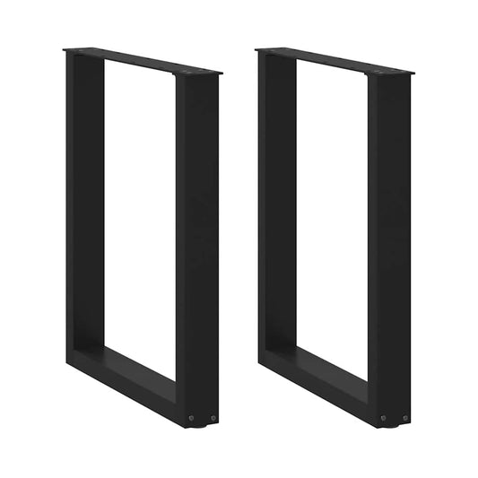 vidaXL Πόδια Τραπεζαρίας σε Σχήμα U 2 τεμ. Μαύρο 60x(72-73) εκ. Ατσάλι
