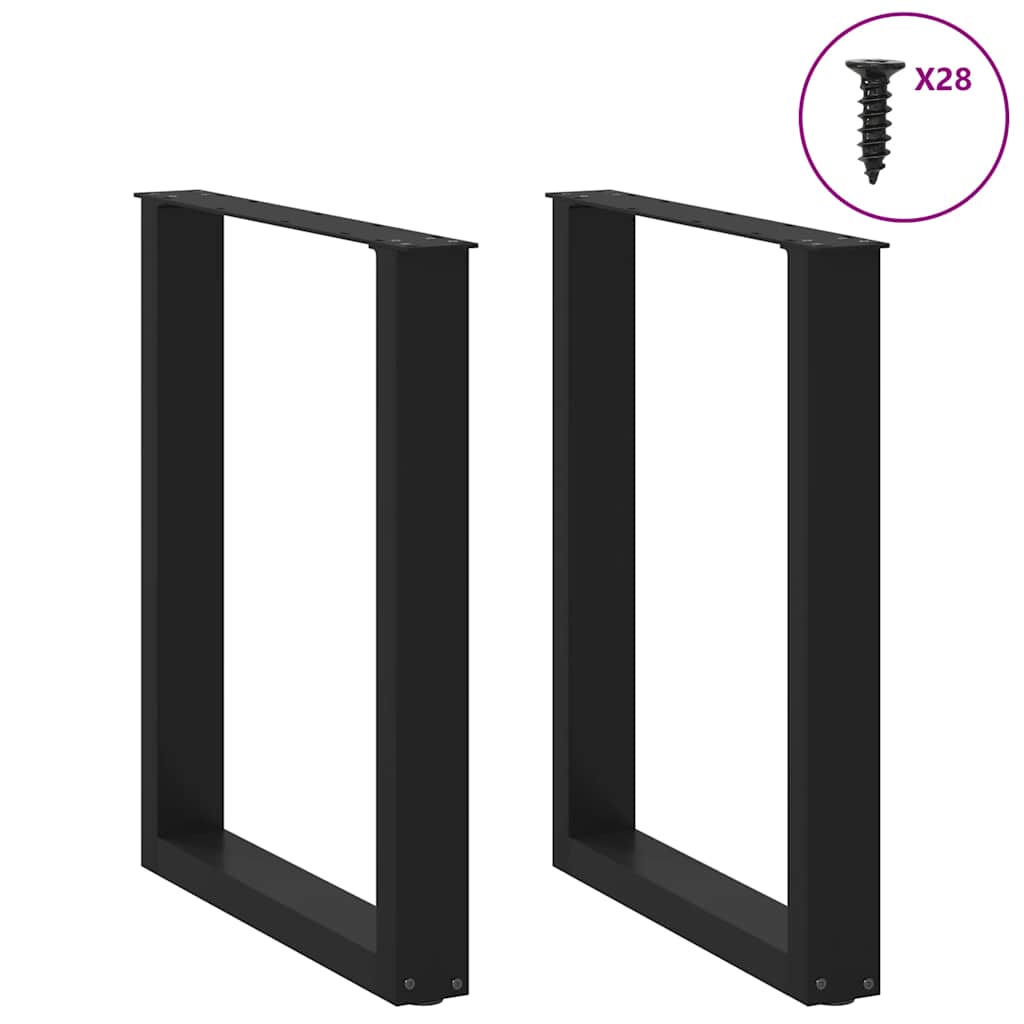 vidaXL Πόδια Τραπεζαρίας σε Σχήμα U 2 τεμ. Μαύρο 70x(72-73) εκ. Ατσάλι