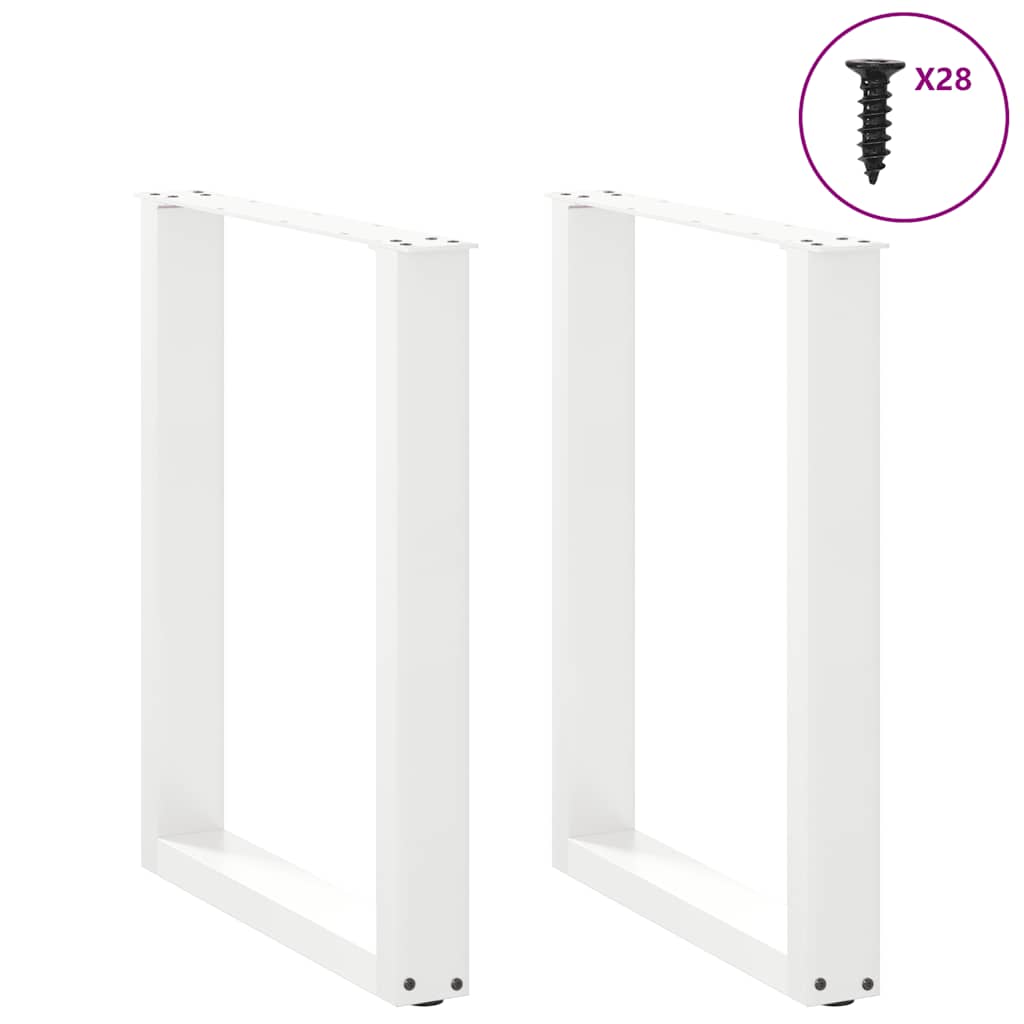 vidaXL Πόδια Τραπεζαρίας σε Σχήμα U 2 τεμ. Λευκά 70x(72-73) εκ. Ατσάλι