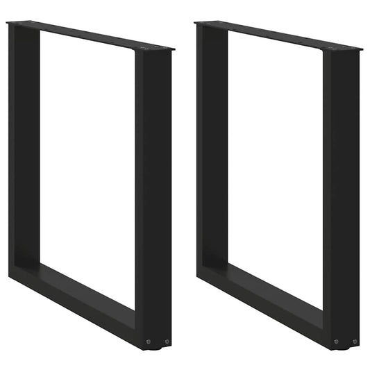 vidaXL Πόδια Τραπεζαρίας σε Σχήμα U 2 τεμ. Μαύρο 80x(72-73) εκ. Ατσάλι