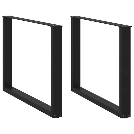 vidaXL Πόδια Τραπεζαρίας σε Σχήμα U 2 τεμ. Μαύρο 100x(72-73) εκ. Ατσάλι