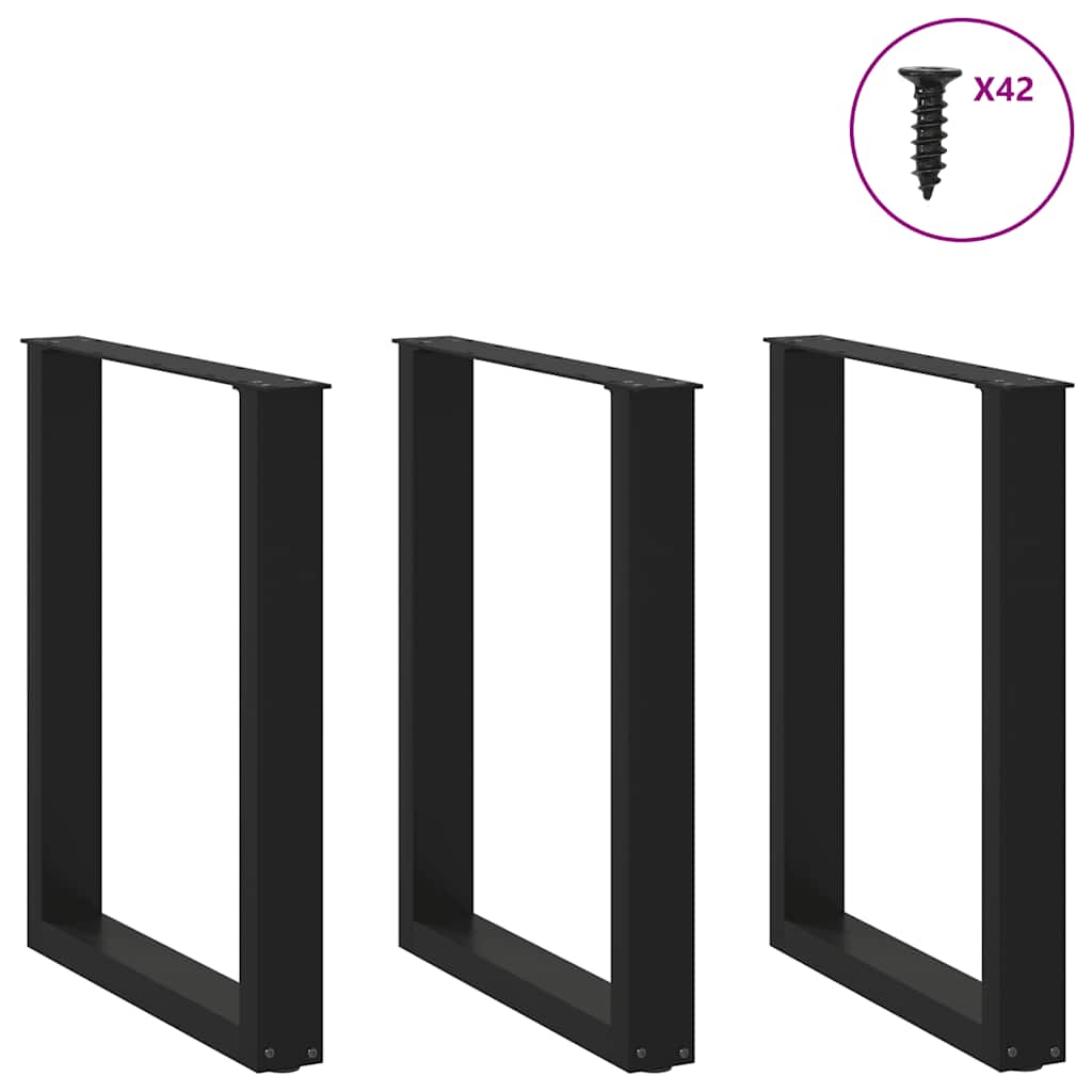 vidaXL Πόδια Τραπεζαρίας σε Σχήμα U 3 τεμ. Μαύρο 70x(72-73) εκ. Ατσάλι