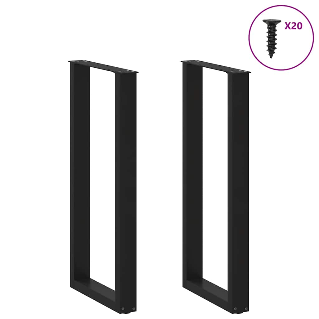 vidaXL Πόδια Τραπεζιού Μπαρ σε Σχήμα U 2 τεμ. Μαύρο 40x (100-101) εκ. Ατσάλι