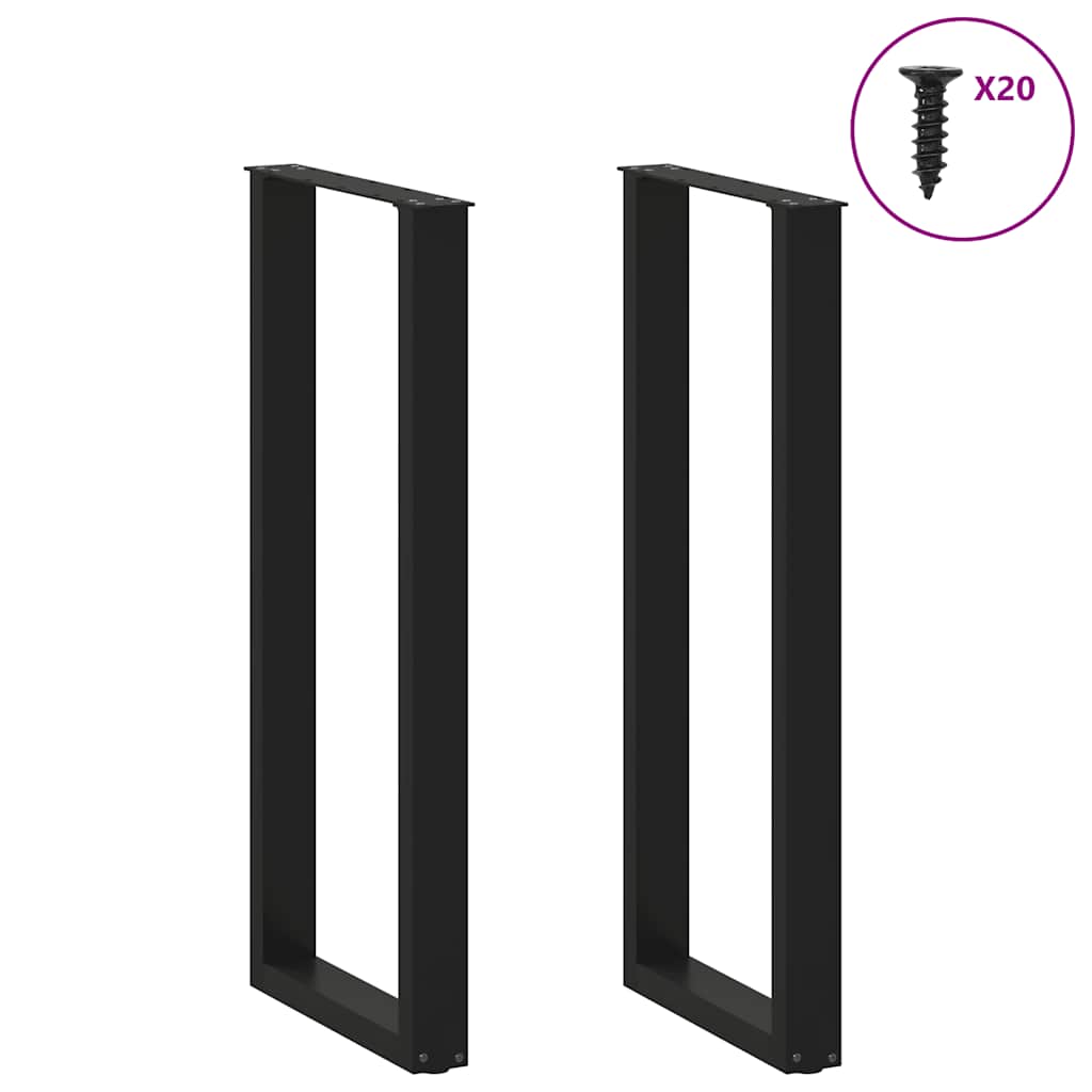 vidaXL Πόδια Τραπεζιού Μπαρ σε Σχήμα U 2 τεμ. Μαύρο 40x (110-111) εκ. Ατσάλι